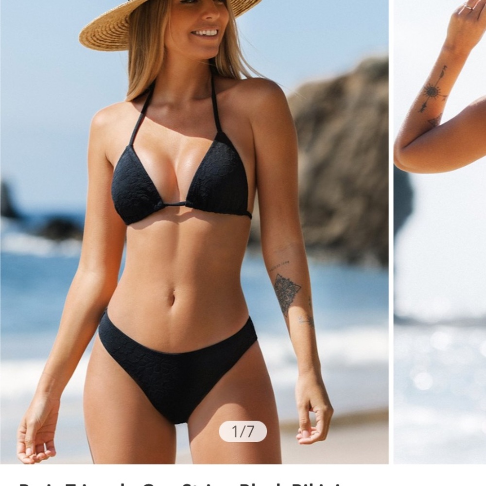 Paris Triangle Cup String Black Bikini